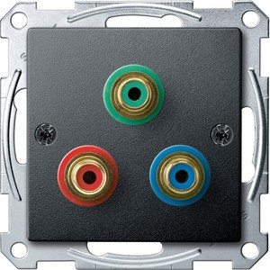 Фото Schneider Electric System M MTN4353-0414 Крышка розетки видео (3xRCA, антрацит)