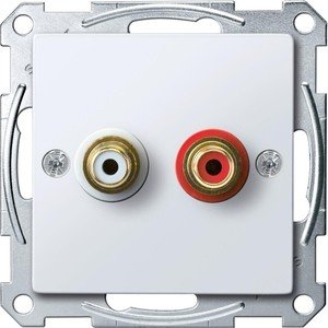 Фото Schneider Electric System M MTN4350-0325 Крышка розетки аудио (2xRCA, белая)