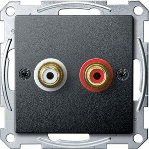 Фото Schneider Electric System M MTN4350-0414 Крышка розетки аудио (2xRCA, антрацит)