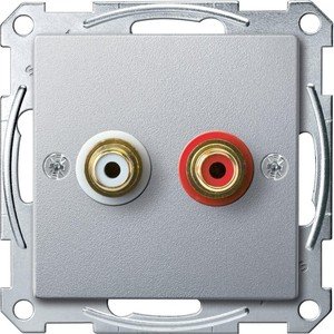 Фото Schneider Electric System M MTN4350-0460 Крышка розетки аудио (2xRCA, алюминий)