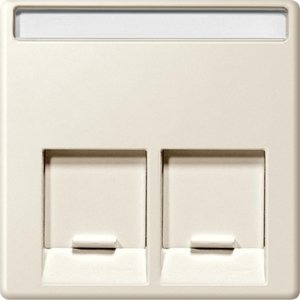 Фото Schneider Electric System M MTN469944 Крышка розетки информационной (2xRJ45, шторка, поле для надписи, бежевая)
