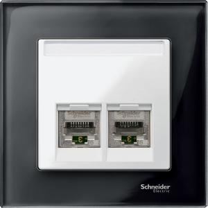 Фото Schneider Electric System M MTN469919 Крышка розетки информационной (2xRJ45, шторка, поле для надписи, полярно-белая)