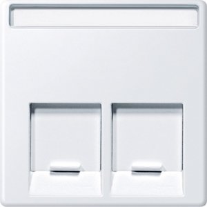 Фото Schneider Electric System M MTN469925 Крышка розетки информационной (2xRJ45, шторка, поле для надписи, белая)