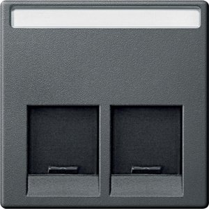 Фото Schneider Electric System M MTN466514 Крышка розетки информационной (2xRJ45, шторка, поле для надписи, антрацит)