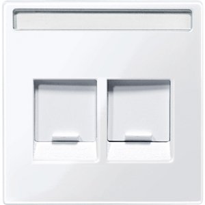 Фото Schneider Electric System M MTN4564-0325 Крышка розетки информационной (2xRJ45, шторки, поле для надписи, белая)