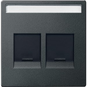 Фото Schneider Electric System M MTN4564-0414 Крышка розетки информационной (2xRJ45, шторки, поле для надписи, антрацит)