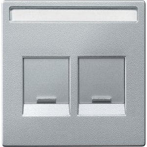 Фото Schneider Electric System M MTN4564-0460 Крышка розетки информационной (2xRJ45, шторки, поле для надписи, алюминий)
