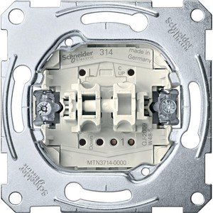 Фото Schneider Electric System M QuickFlex MTN3714-0000 Выключатель двухклавишный для рольставней с доп контактом (10 А, механизм, скрытая установка)