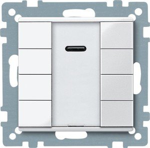 Фото Schneider Electric System M Plus MTN617519 Выключатель четырехкнопочный с ИК-приемником (KNX, под рамку, индикация, скрытая установка, полярно-белый)