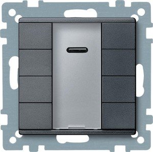 Фото Schneider Electric System M Plus MTN627914 Выключатель четырехкнопочный с ИК-приемником (KNX, под рамку, индикация, скрытая установка, антрацит)