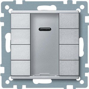 Фото Schneider Electric System M Plus MTN627960 Выключатель четырехкнопочный с ИК-приемником (KNX, под рамку, индикация, скрытая установка, алюминий)