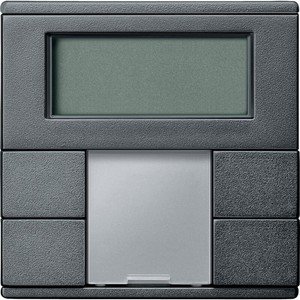 Фото Schneider Electric System M Plus MTN6212-0414 Выключатель двухкнопочный с терморегулятором (KNX, под рамку, индикация, скрытая установка, антрацит)