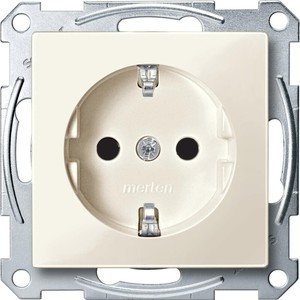 Фото Schneider Electric Merten System M MTN2300-0344 Розетка с заземляющим контактом (16 А, под рамку, шторки, скрытая установка, бежевая)