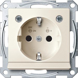 Фото Schneider Electric Merten System M MTN2304-0344 Розетка с заземляющим контактом (16 А, под рамку, подсветка, шторки, скрытая установка, бежевая)