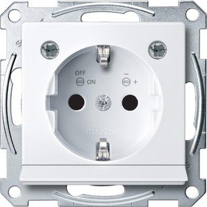 Фото Schneider Electric Merten System M MTN2304-0325 Розетка с заземляющим контактом (16 А, под рамку, подсветка, шторки, скрытая установка, белая)