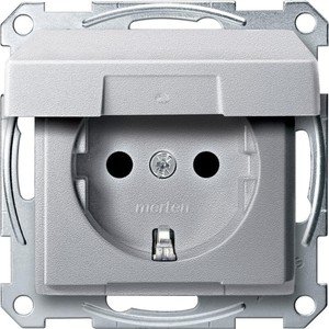 Фото Schneider Electric Merten System M MTN2310-0460 Розетка с заземляющим контактом (16 А, под рамку, крышка, шторки, скрытая установка, алюминий)