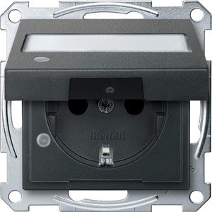 Фото Schneider Electric Merten System M MTN2313-0414 Розетка с заземляющим контактом и полем для надписи (16 А, под рамку, крышка, индикация, шторки, скрытая установка, антрацит)