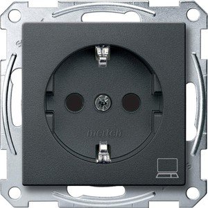 Фото Schneider Electric Merten System M MTN2350-0414 Розетка "Компьютер" с заземляющим контактом (16 А, под рамку, шторки, скрытая установка, антрацит)