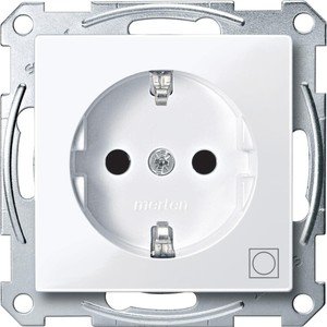 Фото Schneider Electric Merten System M MTN2351-0325 Розетка "Сушилка" с заземляющим контактом (16 А, под рамку, шторки, скрытая установка, белая)