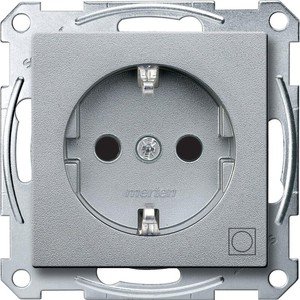 Фото Schneider Electric Merten System M MTN2351-0460 Розетка "Сушилка" с заземляющим контактом (16 А, под рамку, шторки, скрытая установка, алюминий)