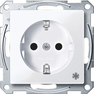 Фото Schneider Electric Merten System M MTN2354-0325 Розетка "Холодильник" с заземляющим контактом (16 А, под рамку, шторки, скрытая установка, белая)