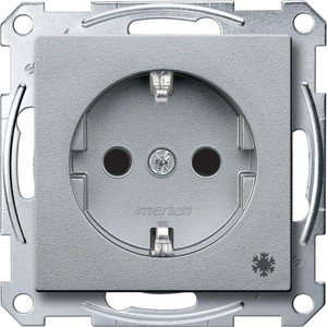 Фото Schneider Electric Merten System M MTN2354-0460 Розетка "Холодильник" с заземляющим контактом (16 А, под рамку, шторки, скрытая установка, алюминий)