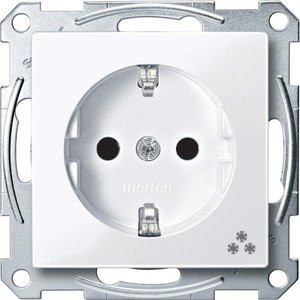 Фото Schneider Electric Merten System M MTN2355-0325 Розетка "Морозильная камера" с заземляющим контактом (16 А, под рамку, шторки, скрытая установка, белая)