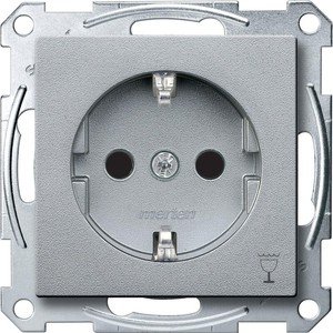 Фото Schneider Electric Merten System M MTN2353-0460 Розетка "Посудомоечная машина" с заземляющим контактом (16 А, под рамку, шторки, скрытая установка, алюминий)