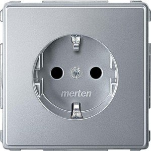 Фото Schneider Electric Merten Aquadesign MTN2300-7260 Розетка с заземляющим контактом (16 А, под рамку, скрытая установка, алюминий)
