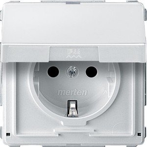 Фото Schneider Electric Merten Aquadesign MTN2310-7219 Розетка с заземляющим контактом (16 А, под рамку, шторки, скрытая установка, полярно-белая)