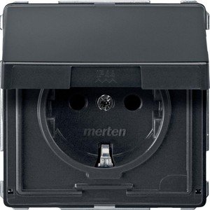 Фото Schneider Electric Merten Aquadesign MTN2310-7214 Розетка с заземляющим контактом (16 А, под рамку, шторки, скрытая установка, антрацит)