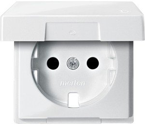 Фото Schneider Electric System M MTN2340-0319 Крышка розетки (2P+E, крышка, шторки, полярно-белая)