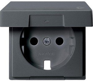 Фото Schneider Electric System M MTN2340-0414 Крышка розетки (2P+E, крышка, шторки, антрацит)