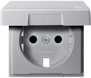 Фото Schneider Electric System M MTN2340-0460 Крышка розетки (2P+E, крышка, шторки, алюминий)