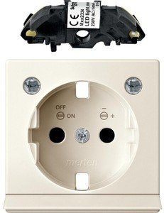 Фото Schneider Electric System M MTN2334-0344 Крышка розетки (2P+E, подсветка, шторки, бежевая)