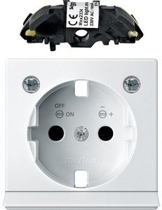 Фото Schneider Electric System M MTN2334-0319 Крышка розетки (2P+E, подсветка, шторки, полярно-белая)