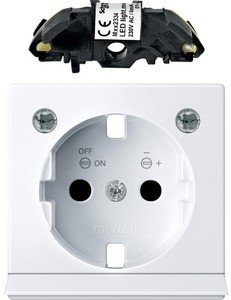 Фото Schneider Electric System M MTN2334-0325 Крышка розетки (2P+E, подсветка, шторки, белая)