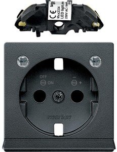 Фото Schneider Electric System M MTN2334-0414 Крышка розетки (2P+E, подсветка, шторки, антрацит)