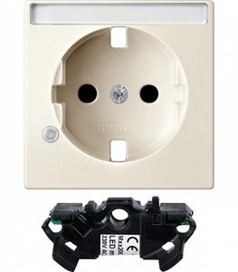 Фото Schneider Electric System M MTN2333-0344 Крышка розетки (2P+E, поле для надписи, индикация, шторки, бежевая)