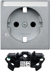 Фото Schneider Electric System M MTN2333-0460 Крышка розетки (2P+E, поле для надписи, индикация, шторки, алюминий)