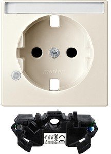 Фото Schneider Electric System M MTN2335-0344 Крышка розетки (2P+E, поле для надписи, защита, шторки, бежевая)