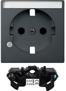 Фото Schneider Electric System M MTN2335-0414 Крышка розетки (2P+E, поле для надписи, защита, шторки, антрацит)