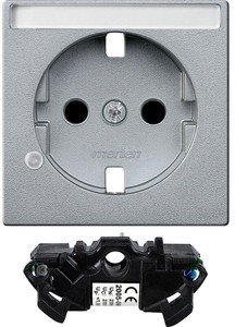 Фото Schneider Electric System M MTN2335-0460 Крышка розетки (2P+E, поле для надписи, защита, шторки, алюминий)
