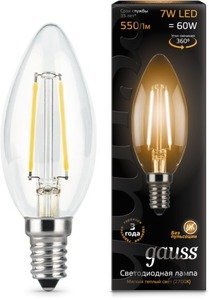 Фото Gauss 103801107 LED Filament Candle E14 7W 2700К (свеча) светодиодная лампа
