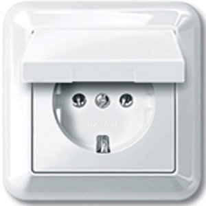 Фото Schneider Electric Merten M-Trend MTN2314-1219 Розетка с заземляющим контактом (IP44, 16 А, в сборе, крышка, скрытая установка, белая)