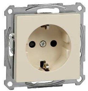 Фото Schneider Electric Merten M-Trend MTN2300-1344 Розетка с заземляющим контактом (16 А, под рамку, шторки, скрытая установка, бежевая)