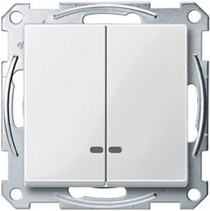 Фото Schneider Electric Merten M-Trend MTN3135-1319 Выключатель двухклавишный (под рамку, подсветка, скрытая установка, белый)