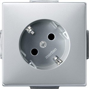 Фото Schneider Electric Merten Artec/Antique MTN2370-4060 Розетка с заземляющим контактом (16 А, 45°, под рамку, шторки, скрытая установка, алюминий)