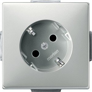 Фото Schneider Electric Merten Artec/Antique MTN2370-4146 Розетка с заземляющим контактом (16 А, 45°, под рамку, шторки, скрытая установка, сталь)