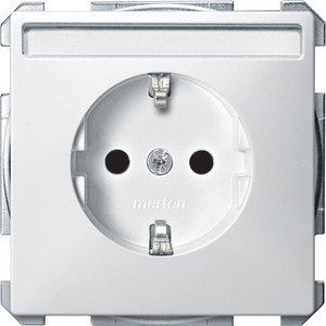 Фото Schneider Electric Merten Artec/Antique MTN2302-4019 Розетка с заземляющим контактом (16 А, под рамку, шторки, поле для надписи, скрытая установка, полярно-белая)
